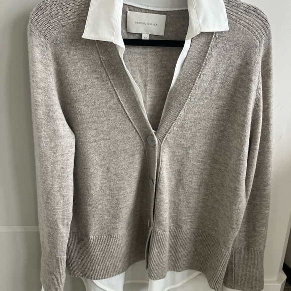 Brochu Walker cashmer blend V-Neck Sweater with White Shirt Combo xs excellent - Picture 4 of 8
